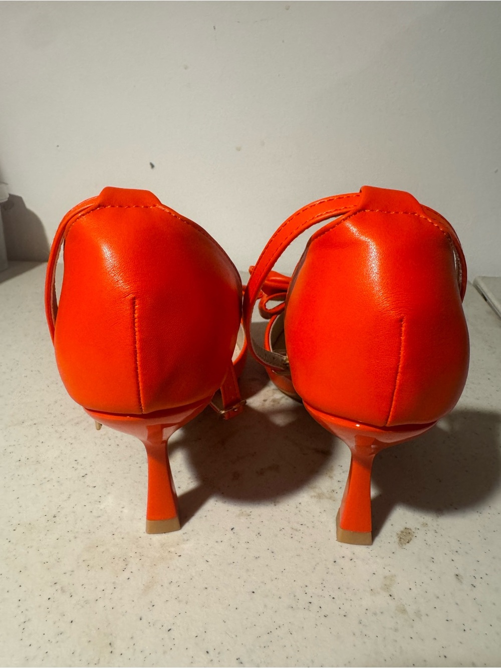 Women’s Orange Bow Pointed-Toe Ankle Strap Heels - Picture 2 of 7